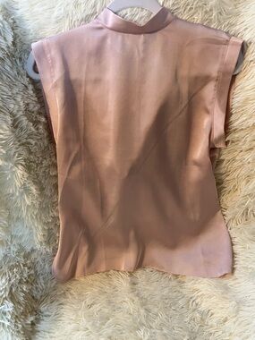 SHEIN Satin Mock Neck Sleeveless Blouse in Blush Pink